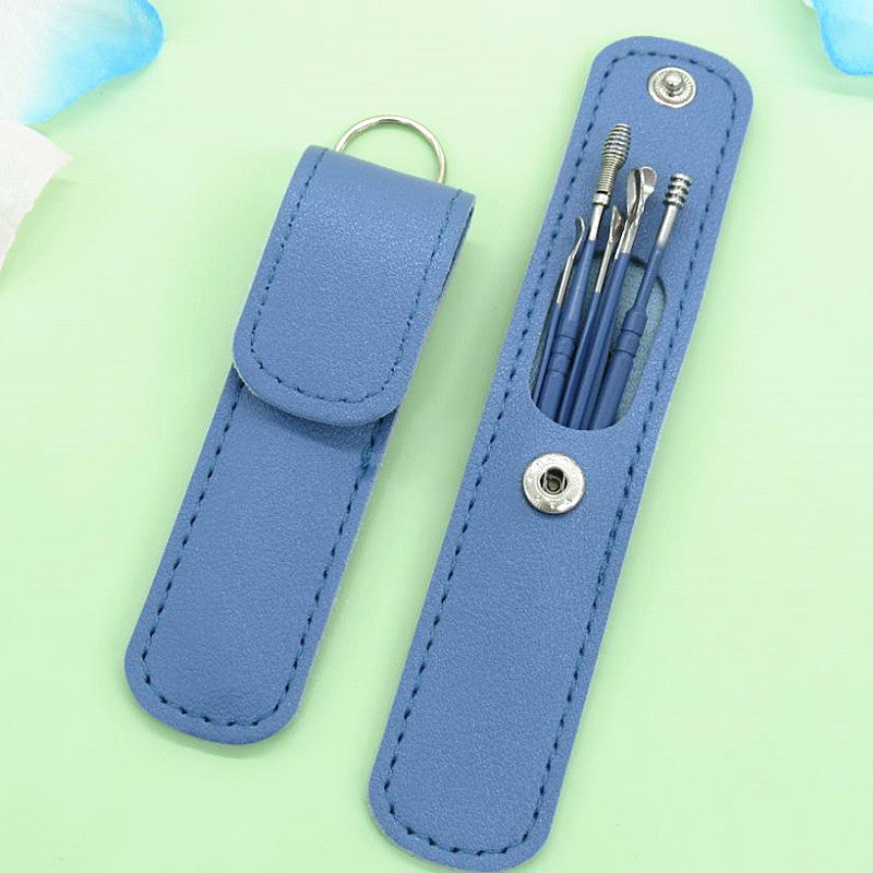 Stainless Steel Ear Pick Leather Set Stainless Steel Ear Pick Leather Set