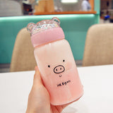 Creative Sequins Pig Glass Water Bottle Creative Sequins Pig Glass Water Bottle