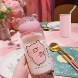 Creative Sequins Pig Glass Water Bottle Creative Sequins Pig Glass Water Bottle