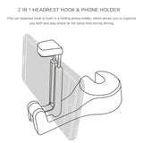 Car Headrest Hook with Phone Holder Seat Back Hanger for Bag Handbag Purse Grocery Cloth Car Headrest Hook with Phone Holder Seat Back Hanger for Bag Handbag Purse Grocery Cloth