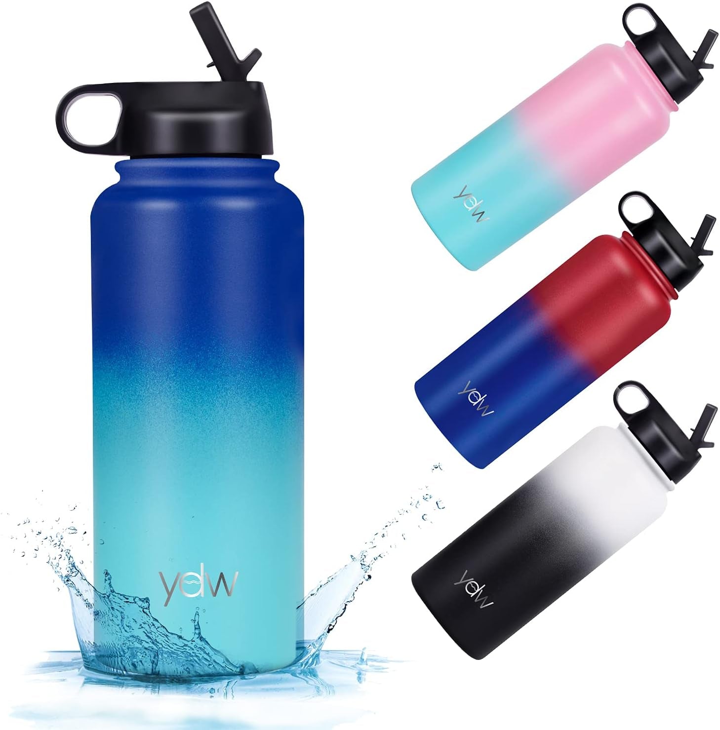 Stainless Steel Double Wall Water Bottle, Sweat-Proof Vacuum Insulated Bottle with Straw Lid (18Oz, 22Oz, 32Oz), BPA Free to Keep Beverages Cold for 24 Hrs or Hot for 12 Hrs Stainless Steel Double Wall Water Bottle, Sweat-Proof Vacuum Insulated Bottle with Straw Lid (18Oz, 22Oz, 32Oz), BPA Free to Keep Beverages Cold for 24 Hrs or Hot for 12 Hrs