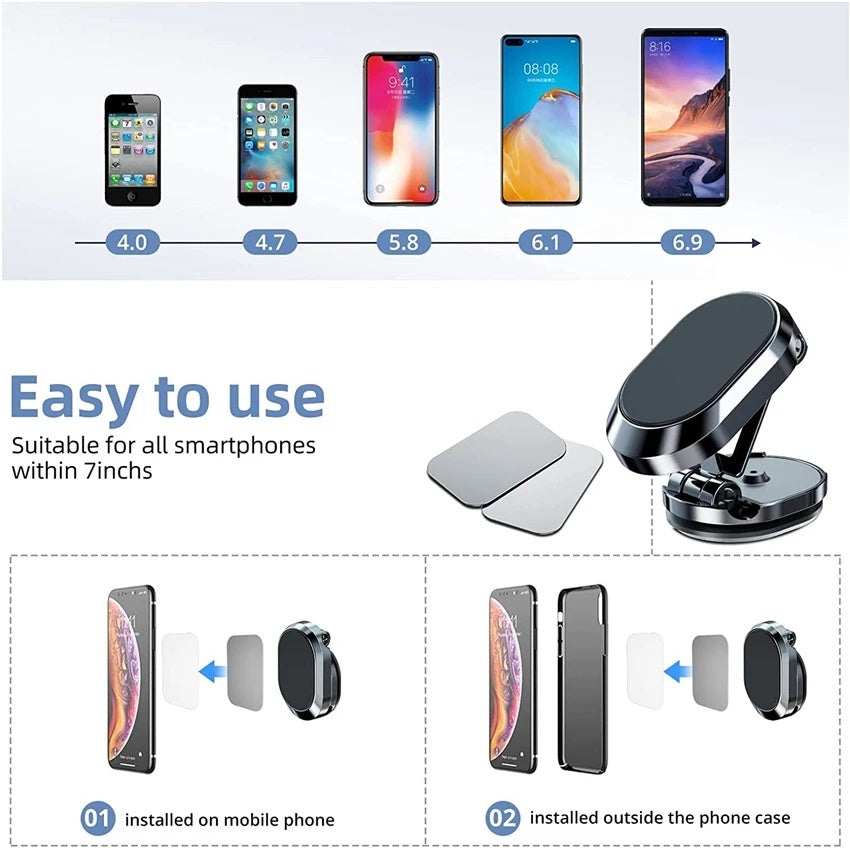 Rotate Metal Magnetic Car Phone Holder Foldable Universal Mobile Phone Stand Air Vent Magnet Mount GPS Support Rotate Metal Magnetic Car Phone Holder Foldable Universal Mobile Phone Stand Air Vent Magnet Mount GPS Support