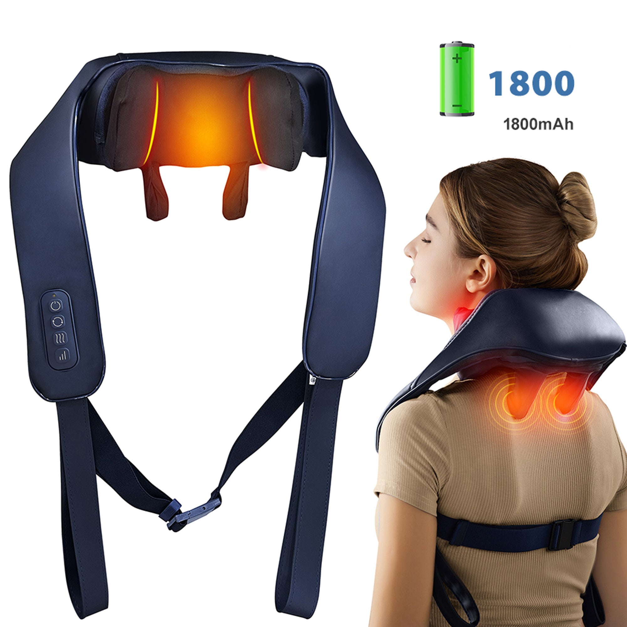Kneading Shoulder Massager With Heat Therapy 2 Speed Modes Portable Neck Back Pain Relief Kneading Shoulder Massager With Heat Therapy 2 Speed Modes Portable Neck Back Pain Relief