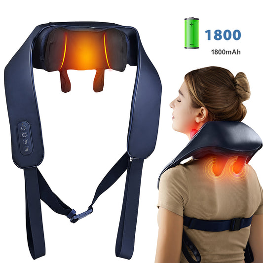 Kneading Shoulder Massager With Heat Therapy 2 Speed Modes Portable Neck Back Pain Relief