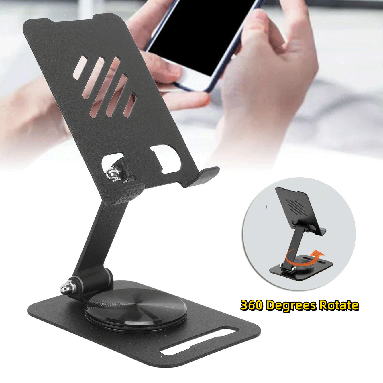 360 Degrees Rotate Metal Desk Mobile Phone Holder Stand For Phone Pad Adjustable Desktop Tablet Holderl Table Cell Phone Stand 360 Degrees Rotate Metal Desk Mobile Phone Holder Stand For Phone Pad Adjustable Desktop Tablet Holderl Table Cell Phone Stand