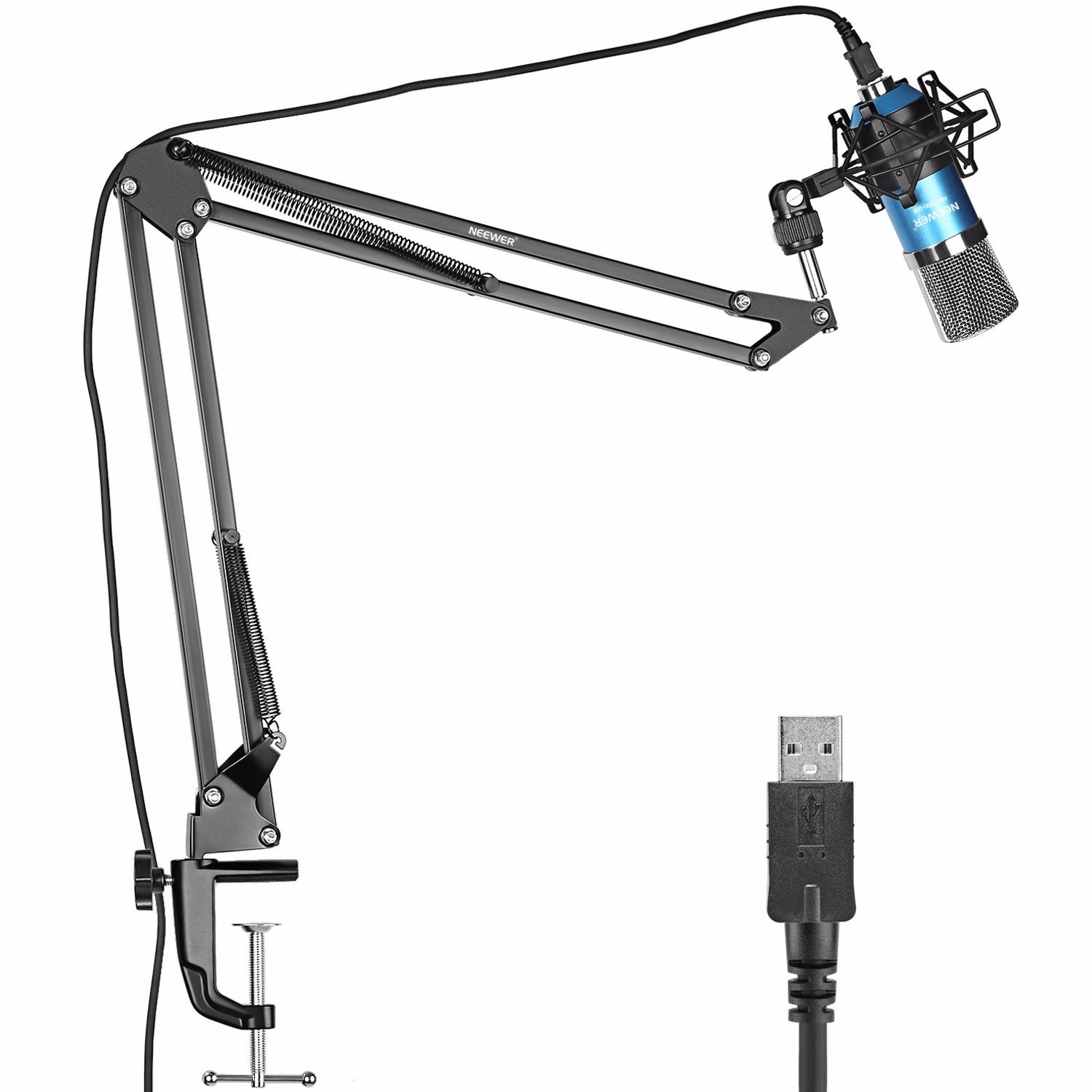 Neewer NW-7000 USB Professional Studio Condenser Microphone and NW-35 Adjustable Suspension Scissor Arm Stand with Shock Mount and Table Mounting Clamp Kit Perfect for Broadcasting and Sound Recording Neewer NW-7000 USB Professional Studio Condenser Microphone and NW-35 Adjustable Suspension Scissor Arm Stand with Shock Mount and Table Mounting Clamp Kit Perfect for Broadcasting and Sound Recording