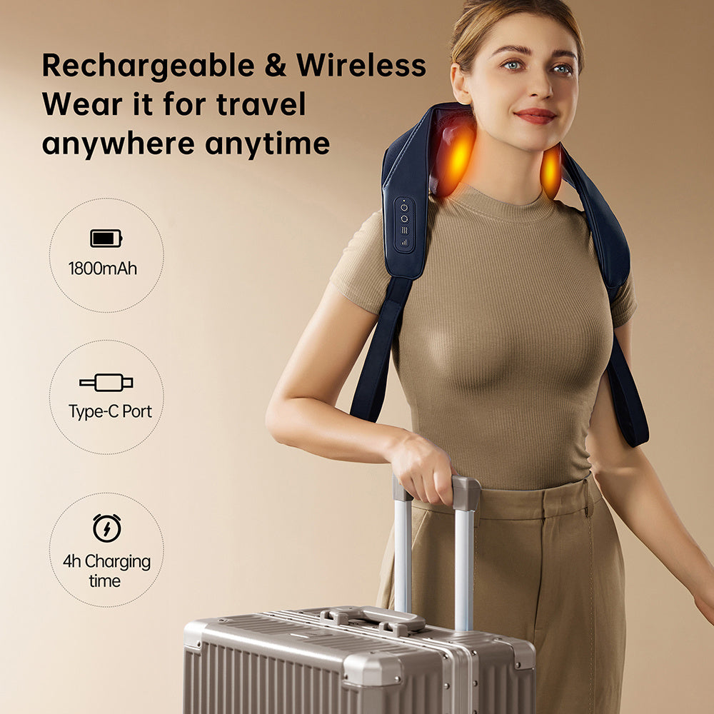 Kneading Shoulder Massager With Heat Therapy 2 Speed Modes Portable Neck Back Pain Relief Kneading Shoulder Massager With Heat Therapy 2 Speed Modes Portable Neck Back Pain Relief