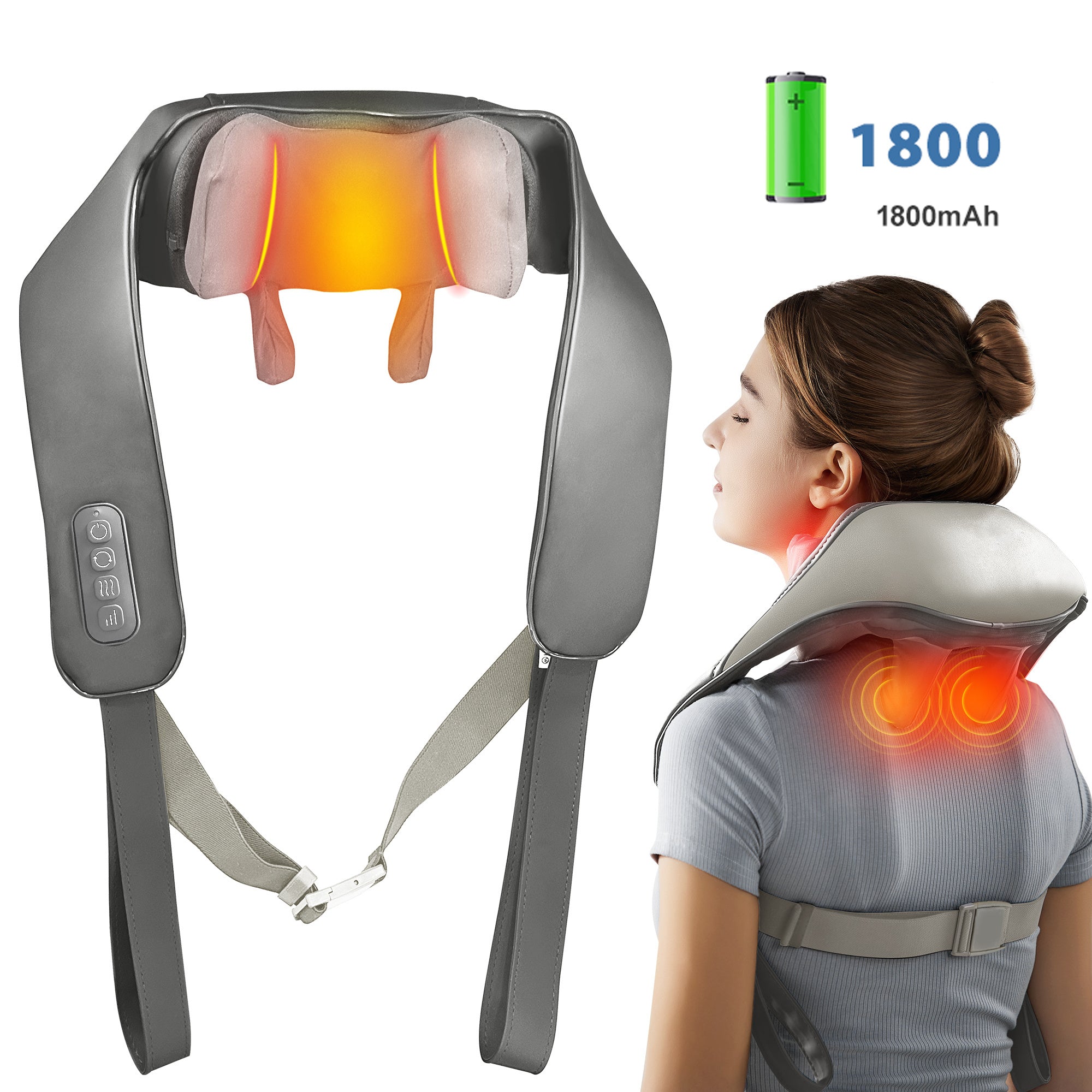 Kneading Shoulder Massager With Heat Therapy 2 Speed Modes Portable Neck Back Pain Relief Kneading Shoulder Massager With Heat Therapy 2 Speed Modes Portable Neck Back Pain Relief
