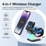 4 In 1 Rotatable Colorful Lighting Wireless Charger Stand For Phone 15 14 13 12 Pro Max 8 7 Holder Magnetic Fast Charging Station 4 In 1 Rotatable Colorful Lighting Wireless Charger Stand For Phone 15 14 13 12 Pro Max 8 7 Holder Magnetic Fast Charging Station