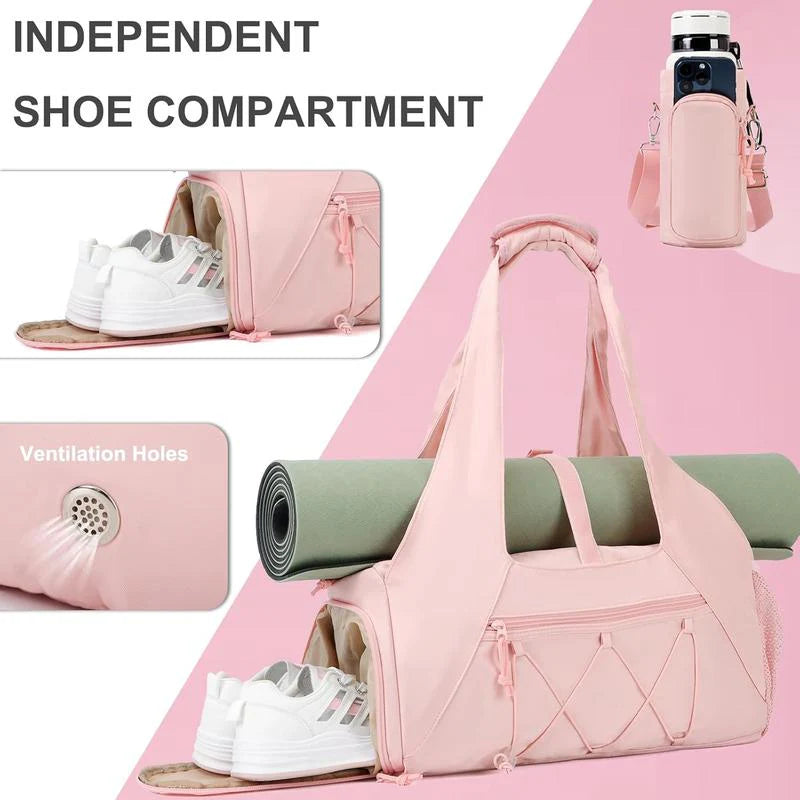 Yoga Mat Bag with Shoe Compartment and Wet Pocket - Versatile Gym Tote with Yoga Strap for Travel and Fitness Essentials Yoga Mat Bag with Shoe Compartment and Wet Pocket - Versatile Gym Tote with Yoga Strap for Travel and Fitness Essentials