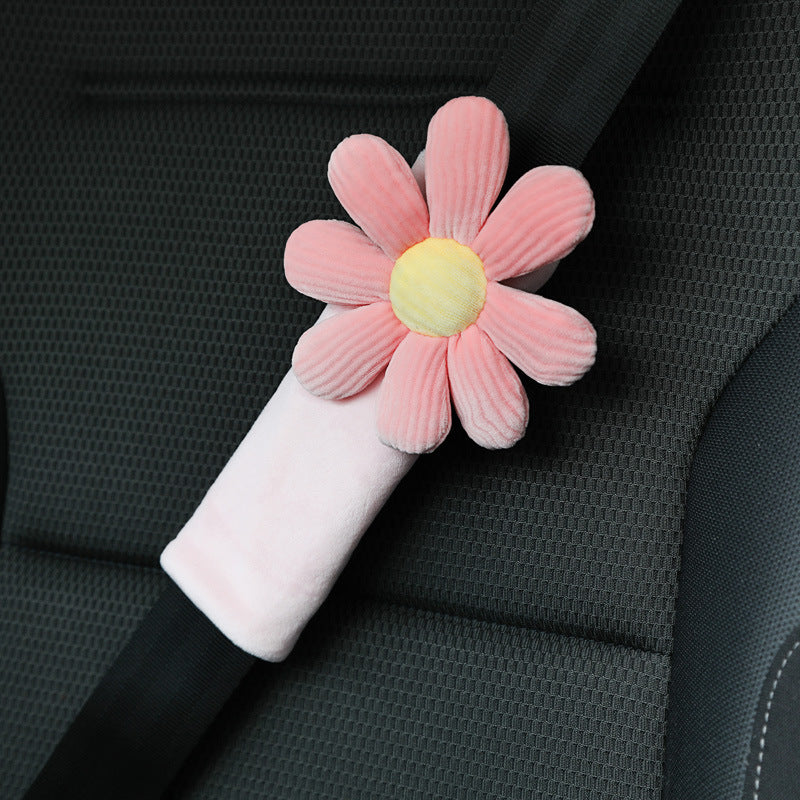 Plush headrest creative flowers car
