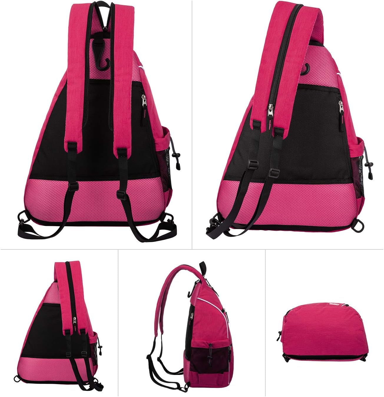 Reversible Sling Bag for Pickleball & Racketball - Travel Sport Sling Backpack for Women - Pink