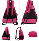 Reversible Sling Bag for Pickleball & Racketball - Travel Sport Sling Backpack for Women - Pink