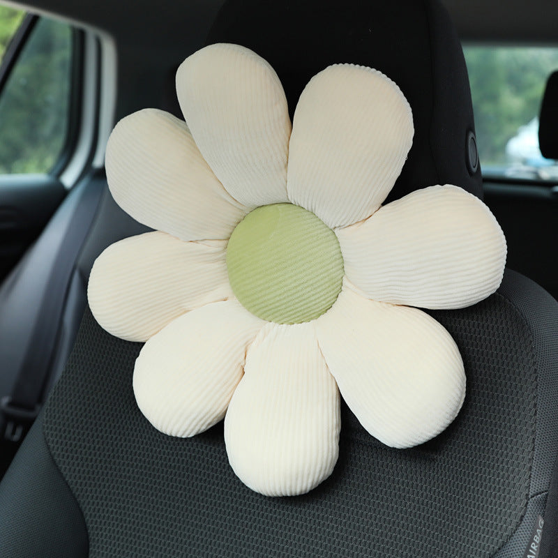 Plush headrest creative flowers car