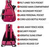 Reversible Sling Bag for Pickleball & Racketball - Travel Sport Sling Backpack for Women - Pink