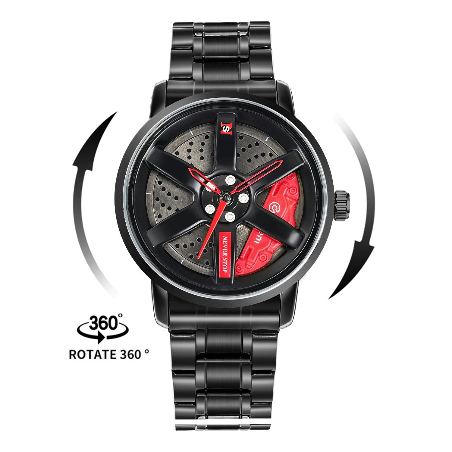 Original Rotate Watches Car Rim Watch 3D Real Men Watches Waterproof Quartz Men'S Sports 360° Rotate Wheel Watches for Men Clock