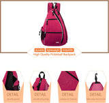 Reversible Sling Bag for Pickleball & Racketball - Travel Sport Sling Backpack for Women - Pink