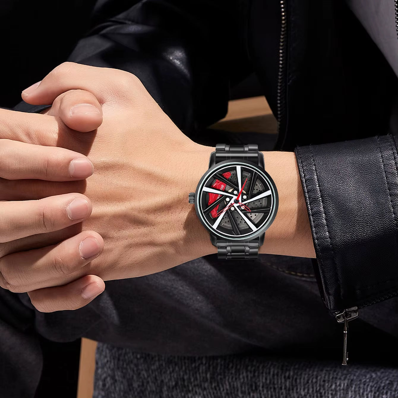 Original Rotate Watches Car Rim Watch 3D Real Men Watches Waterproof Quartz Men'S Sports 360° Rotate Wheel Watches for Men Clock