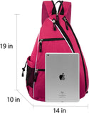Reversible Sling Bag for Pickleball & Racketball - Travel Sport Sling Backpack for Women - Pink