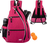 Reversible Sling Bag for Pickleball & Racketball - Travel Sport Sling Backpack for Women - Pink